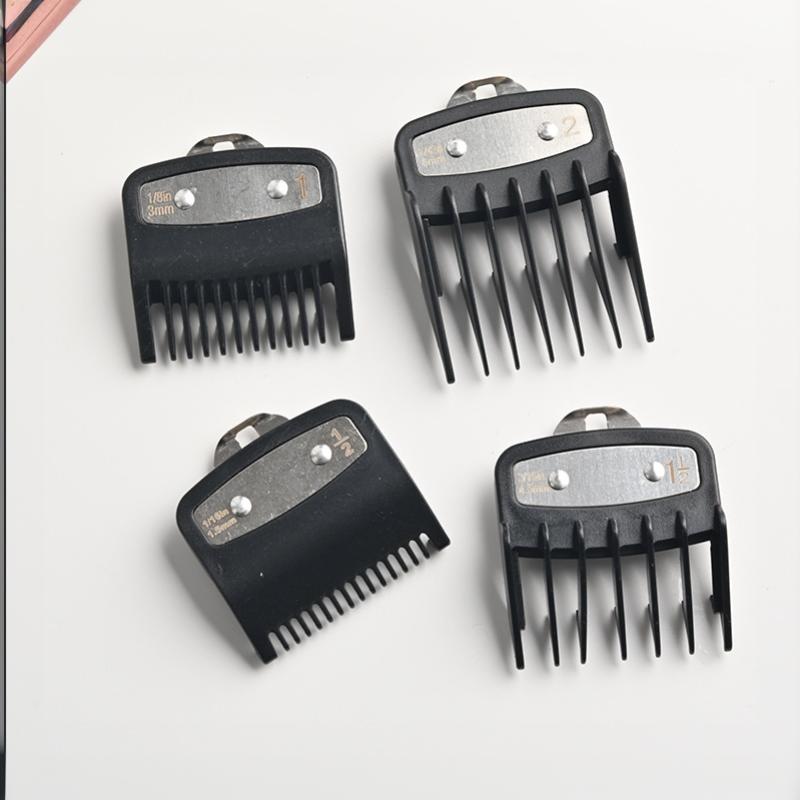 Clipper Guard Guide Combs Set - 1/2/3/4 قطع من أمشاط التحديد السوداء