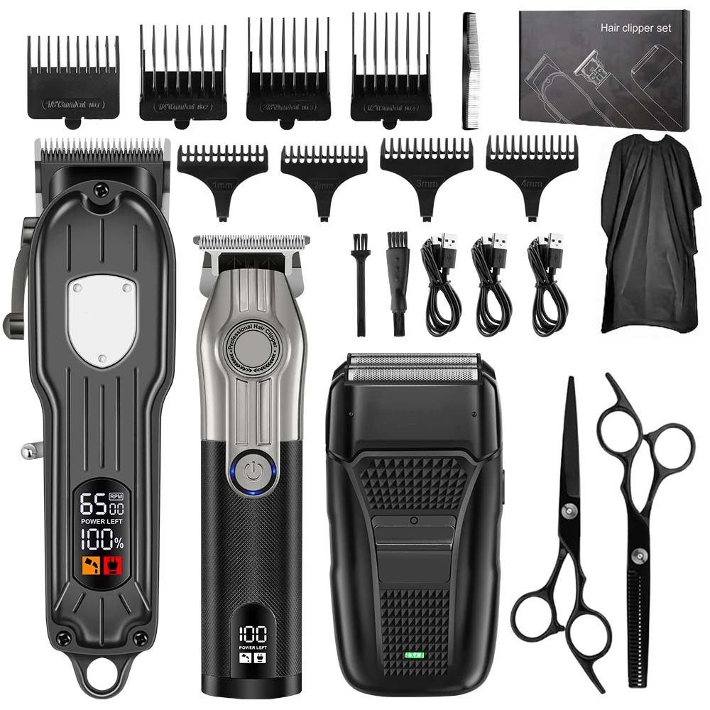 Cordless Hair Clippers Professional Barber - مجموعة ماكينة حلاقة الشعر الاحترافية للرجال