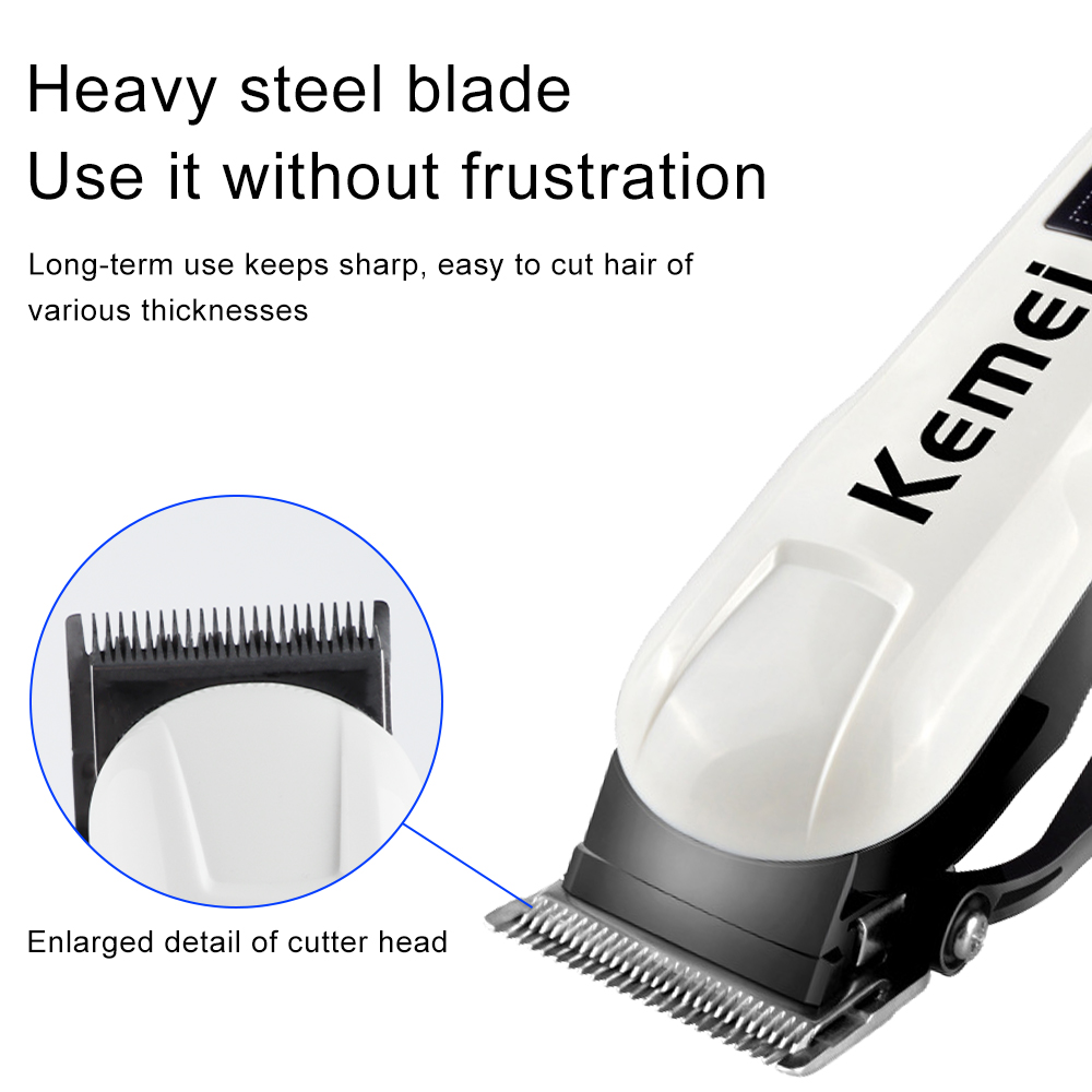 Kemei آلة قطع الشعر مقص الشعر  - مراجعة Cordless Hair Clippers Professional Barber وسعره