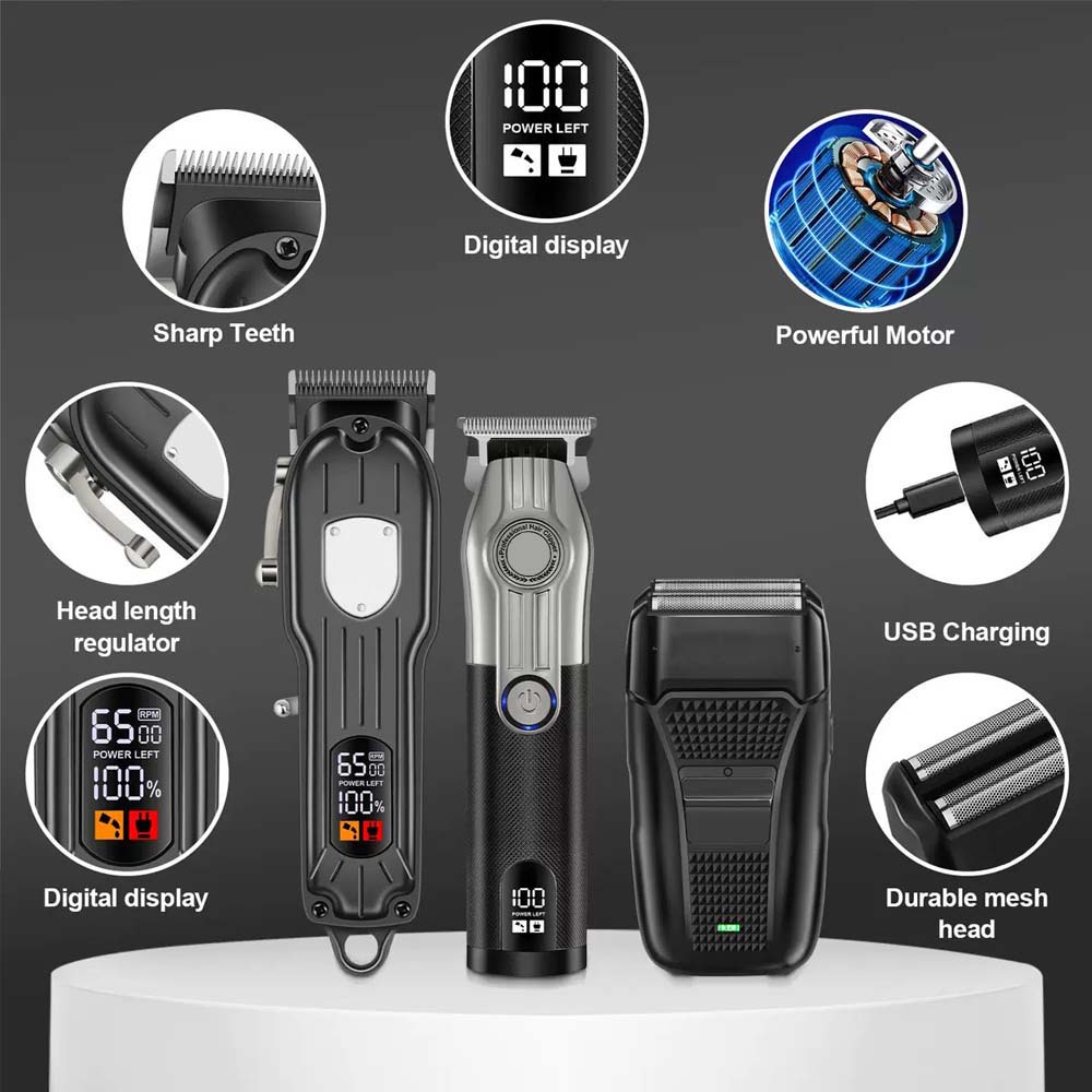 مجموعة ماكينة حلاقة الشعر الاح - مراجعة Cordless Hair Clippers Professional Barber وسعره