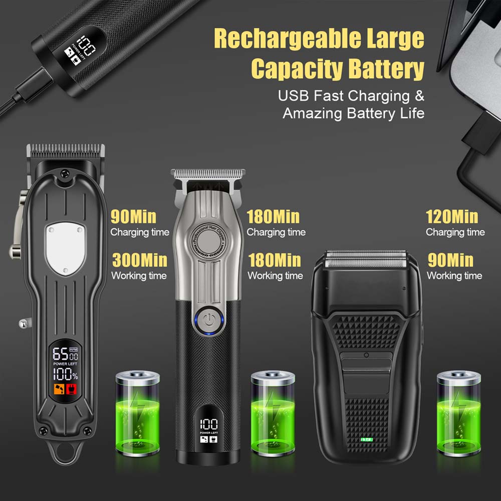 مجموعة ماكينة حلاقة الشعر الاح - مراجعة Cordless Hair Clippers Professional Barber وسعره