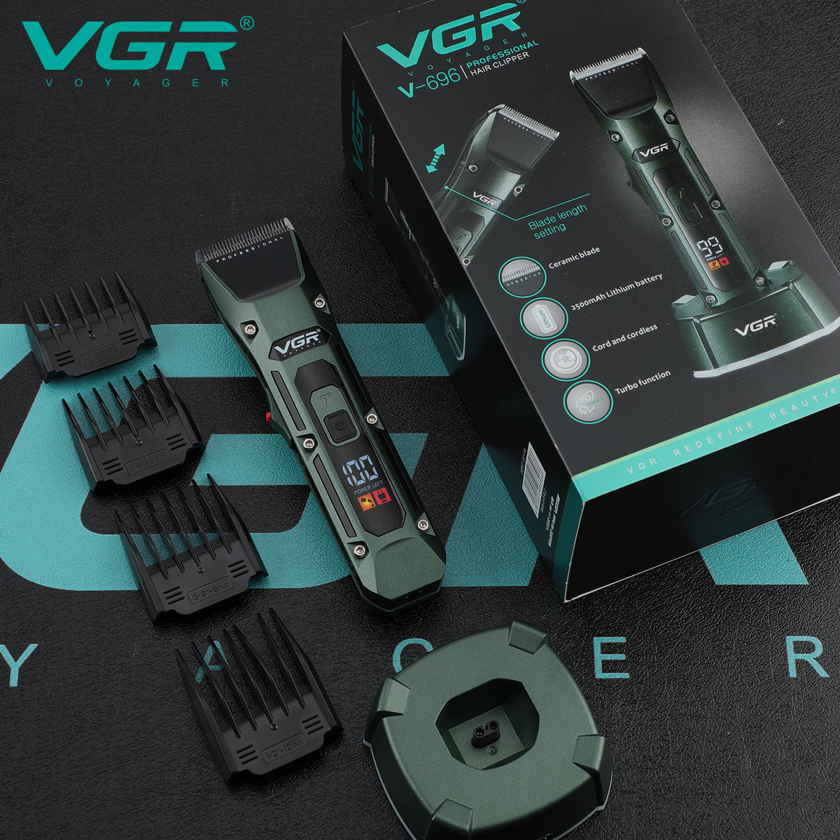 VGR V-696 جديد المعادن شعبية ص - مراجعة Cordless Hair Clippers Professional Barber وسعره